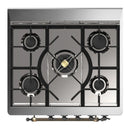 ILVE Majestic III 30-inch Dual Fuel Range with 5 Natural Gas Burner and Triple Glass Door Electric Oven in RAL with Burnished Trim (UM30NR3RAB)