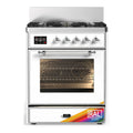 ILVE Majestic III 30-inch Dual Fuel Range with 5 Natural Gas Burner and Triple Glass Door Electric Oven in RAL with Chrome Trim (UM30NR3RAC)