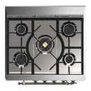 ILVE Majestic III 30-inch Dual Fuel Range with 5 Liquid Propane Burner and Triple Glass Door Electric Oven in Stainless Steel with Burnished Trim (UM30NR3SSBLP)