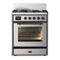 ILVE Majestic III 30-inch Dual Fuel Range with 5 Liquid Propane Burner and Triple Glass Door Electric Oven in Stainless Steel with Burnished Trim (UM30NR3SSBLP)