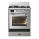 ILVE Majestic III 30-inch Dual Fuel Range with 5 Liquid Propane Burner and Triple Glass Door Electric Oven in Stainless Steel with Chrome Trim (UM30NR3SSCLP)