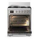 ILVE Majestic III 30-inch Dual Fuel Range with 5 Natural Gas Burner and Triple Glass Door Electric Oven in Stainless Steel with Chrome Trim (UM30NR3SSC)