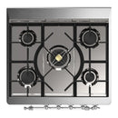 ILVE Majestic III 30-inch Dual Fuel Range with 5 Natural Gas Burner and Triple Glass Door Electric Oven in Stainless Steel with Chrome Trim (UM30NR3SSC)