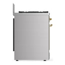 ILVE Majestic III 30-inch Dual Fuel Range with 5 Natural Gas Burner and Triple Glass Door Electric Oven in Stainless Steel with Brass Trim (UM30NR3SSG)