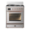 ILVE Majestic III 30-inch Dual Fuel Range with 5 Natural Gas Burner and Triple Glass Door Electric Oven in Stainless Steel with Copper Trim (UM30NR3SSP)