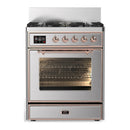 ILVE Majestic III 30-inch Dual Fuel Range with 5 Liquid Propane Burner and Triple Glass Door Electric Oven in Stainless Steel with Copper Trim (UM30NR3SSPLP)