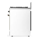 ILVE Majestic III 30-inch Dual Fuel Range with 5 Liquid Propane Burner and Triple Glass Door Electric Oven in White with Burnished Trim (UM30NR3WHBLP)