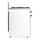 ILVE Majestic III 30-inch Dual Fuel Range with 5 Liquid Propane Burner and Triple Glass Door Electric Oven in White with Burnished Trim (UM30NR3WHBLP)