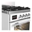 ILVE Majestic III 30-inch Dual Fuel Range with 5 Natural Gas Burner and Triple Glass Door Electric Oven in White with Chrome Trim (UM30NR3WHC)