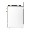 ILVE Majestic III 30-inch Dual Fuel Range with 5 Liquid Propane Burner and Triple Glass Door Electric Oven in White with Brass Trim (UM30NR3WHGLP)