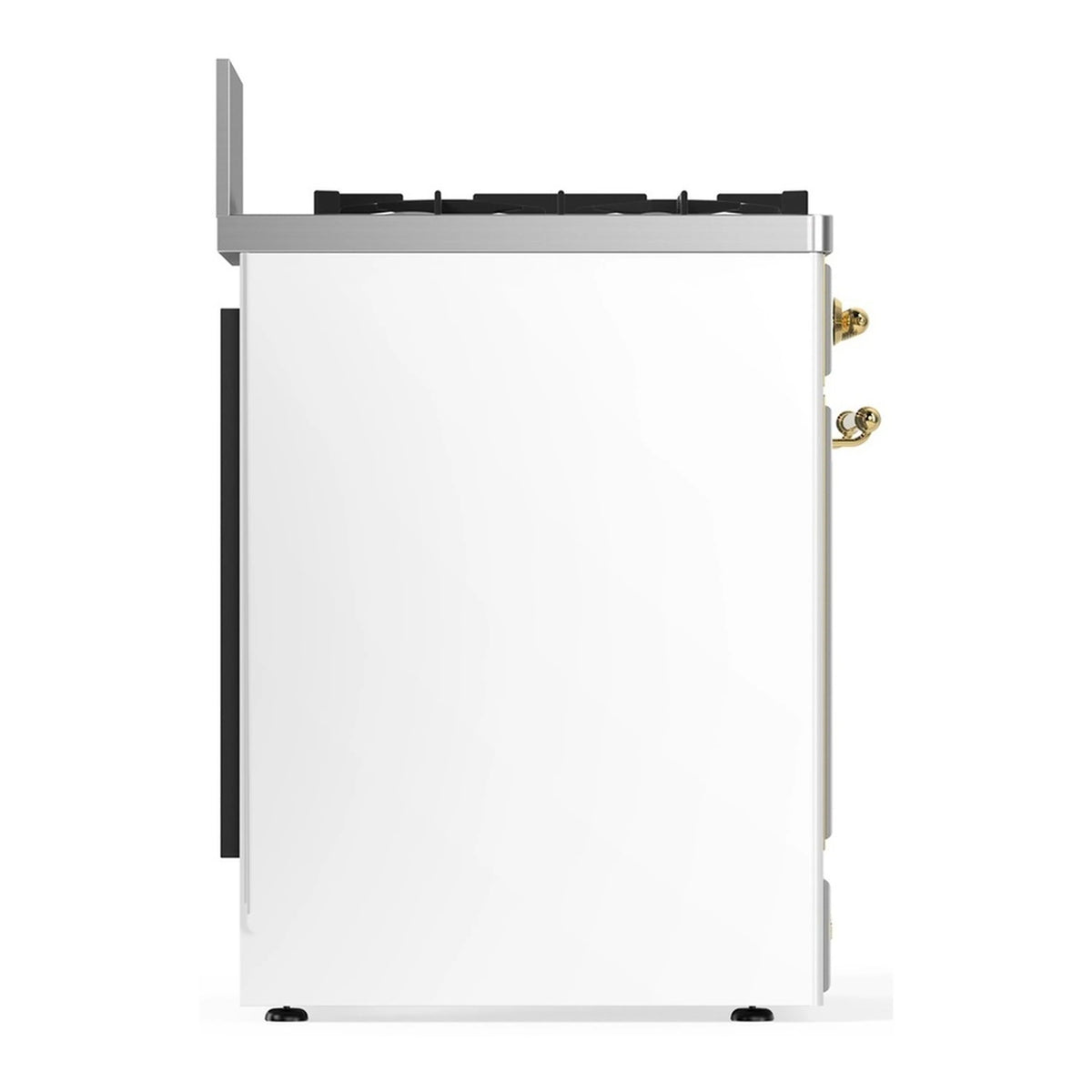 White range back panel with brass side fittings and black rear vent opening