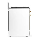 ILVE Majestic III 30-inch Dual Fuel Range with 5 Liquid Propane Burner and Triple Glass Door Electric Oven in White with Brass Trim (UM30NR3WHGLP)