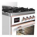 ILVE Majestic III 30-inch Dual Fuel Range with 5 Liquid Propane Burner and Triple Glass Door Electric Oven in White with Copper Trim (UM30NR3WHPLP)