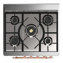 ILVE Majestic III 30-inch Dual Fuel Range with 5 Natural Gas Burner and Triple Glass Door Electric Oven in White with Copper Trim (UM30NR3WHP)