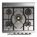 ILVE Majestic III 30-inch Dual Fuel Range with 5 Liquid Propane Burner and Solid Door Electric Oven in Antique White with Burnished Trim (UM30QNR3AWBLP)