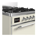 ILVE Majestic III 30-inch Dual Fuel Range with 5 Natural Gas Burner and Solid Door Electric Oven in Antique White with Chrome Trim (UM30QNR3AWC)