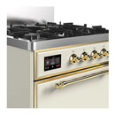 ILVE Majestic III 30-inch Dual Fuel Range with 5 Liquid Propane Burner and Solid Door Electric Oven in Antique White with Brass Trim (UM30QNR3AWGLP)