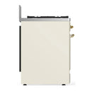 ILVE Majestic III 30-inch Dual Fuel Range with 5 Natural Gas Burner and Solid Door Electric Oven in Antique White with Brass Trim (UM30QNR3AWG)