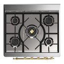 ILVE Majestic III 30-inch Dual Fuel Range with 5 Liquid Propane Burner and Solid Door Electric Oven in Antique White with Brass Trim (UM30QNR3AWGLP)
