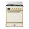 ILVE Majestic III 30-inch Dual Fuel Range with 5 Natural Gas Burner and Solid Door Electric Oven in Antique White with Brass Trim (UM30QNR3AWG)