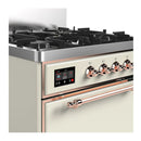 ILVE Majestic III 30-inch Dual Fuel Range with 5 Liquid Propane Burner and Solid Door Electric Oven in Antique White with Copper Trim (UM30QNR3AWPLP)