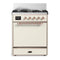 ILVE Majestic III 30-inch Dual Fuel Range with 5 Natural Gas Burner and Solid Door Electric Oven in Antique White with Copper Trim (UM30QNR3AWP)
