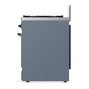 ILVE Majestic III 30-inch Dual Fuel Range with 5 Natural Gas Burner and Solid Door Electric Oven in Blue Grey with Burnished Trim (UM30QNR3BGB)
