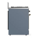 ILVE Majestic III 30-inch Dual Fuel Range with 5 Liquid Propane Burner and Solid Door Electric Oven in Blue Grey with Burnished Trim (UM30QNR3BGBLP)