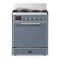 ILVE Majestic III 30-inch Dual Fuel Range with 5 Natural Gas Burner and Solid Door Electric Oven in Blue Grey with Chrome Trim (UM30QNR3BGC)