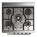 ILVE Majestic III 30-inch Dual Fuel Range with 5 Liquid Propane Burner and Solid Door Electric Oven in Glossy Black with Burnished Trim (UM30QNR3BKBLP)