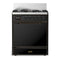 ILVE Majestic III 30-inch Dual Fuel Range with 5 Liquid Propane Burner and Solid Door Electric Oven in Glossy Black with Burnished Trim (UM30QNR3BKBLP)