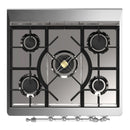 ILVE Majestic III 30-inch Dual Fuel Range with 5 Natural Gas Burner and Solid Door Electric Oven in Glossy Black with Chrome Trim (UM30QNR3BKC)