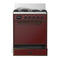 ILVE Majestic III 30-inch Dual Fuel Range with 5 Liquid Propane Burner and Solid Door Electric Oven in Burgundy with Burnished Trim (UM30QNR3BUBLP)