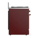 ILVE Majestic III 30-inch Dual Fuel Range with 5 Liquid Propane Burner and Solid Door Electric Oven in Burgundy with Burnished Trim (UM30QNR3BUBLP)