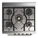 ILVE Majestic III 30-inch Dual Fuel Range with 5 Liquid Propane Burner and Solid Door Electric Oven in Burgundy with Burnished Trim (UM30QNR3BUBLP)