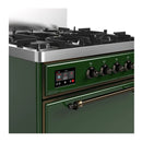 ILVE Majestic III 30-inch Dual Fuel Range with 5 Natural Gas Burner and Solid Door Electric Oven in Emerald Green with Burnished Trim (UM30QNR3EGB)
