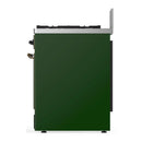 ILVE Majestic III 30-inch Dual Fuel Range with 5 Liquid Propane Burner and Solid Door Electric Oven in Emerald Green with Burnished Trim (UM30QNR3EGBLP)