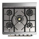 ILVE Majestic III 30-inch Dual Fuel Range with 5 Liquid Propane Burner and Solid Door Electric Oven in Emerald Green with Burnished Trim (UM30QNR3EGBLP)