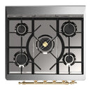 ILVE Majestic III 30-inch Dual Fuel Range with 5 Natural Gas Burner and Solid Door Electric Oven in Emerald Green with Brass Trim (UM30QNR3EGG)