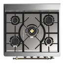 ILVE Majestic III 30-inch Dual Fuel Range with 5 Liquid Propane Burner and Solid Door Electric Oven in Midnight Blue with Burnished Trim (UM30QNR3MBBLP)