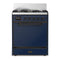 ILVE Majestic III 30-inch Dual Fuel Range with 5 Liquid Propane Burner and Solid Door Electric Oven in Midnight Blue with Burnished Trim (UM30QNR3MBBLP)
