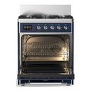 ILVE Majestic III 30-inch Dual Fuel Range with 5 Liquid Propane Burner and Solid Door Electric Oven in Midnight Blue with Chrome Trim (UM30QNR3MBCLP)
