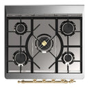 ILVE Majestic III 30-inch Dual Fuel Range with 5 Liquid Propane Burner and Solid Door Electric Oven in Blue Grey with Brass Trim (UM30QNR3MBGLP)