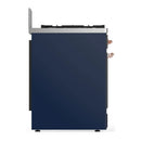 ILVE Majestic III 30-inch Dual Fuel Range with 5 Liquid Propane Burner and Solid Door Electric Oven in Midnight Blue with Copper Trim (UM30QNR3MBPLP)