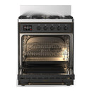 ILVE Majestic III 30-inch Dual Fuel Range with 5 Natural Gas Burner and Solid Door Electric Oven in Graphite Matte with Burnished Trim (UM30QNR3MGB)