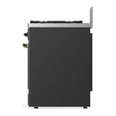 ILVE Majestic III 30-inch Dual Fuel Range with 5 Liquid Propane Burner and Solid Door Electric Oven in Graphite Matte with Burnished Trim (UM30QNR3MGBLP)
