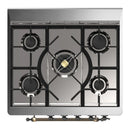 ILVE Majestic III 30-inch Dual Fuel Range with 5 Natural Gas Burner and Solid Door Electric Oven in Graphite Matte with Burnished Trim (UM30QNR3MGB)
