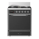 ILVE Majestic III 30-inch Dual Fuel Range with 5 Liquid Propane Burner and Solid Door Electric Oven in Graphite Matte with Chrome Trim (UM30QNR3MGCLP)