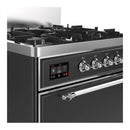 ILVE Majestic III 30-inch Dual Fuel Range with 5 Liquid Propane Burner and Solid Door Electric Oven in Graphite Matte with Chrome Trim (UM30QNR3MGCLP)