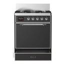 ILVE Majestic III 30-inch Dual Fuel Range with 5 Liquid Propane Burner and Solid Door Electric Oven in Graphite Matte with Chrome Trim (UM30QNR3MGCLP)